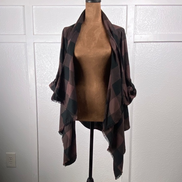 Knox Rose Plaid Draped Waterfall Cardigan XS - Picture 2 of 7